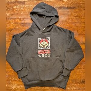 Super Mario Kids Black Hoodie, Size 6/7, Used, Front And Back Graphics
